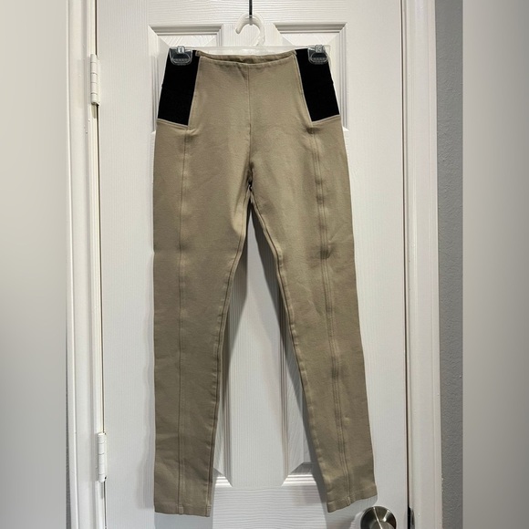 Chocolate U.S.A. Khaki Skinny Work Pants / Slacks with Black Waistband - Picture 1 of 7